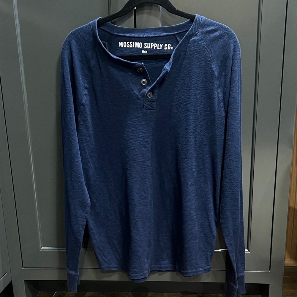 Mossimo Supply Co. Men's Navy Long Sleeve Henley